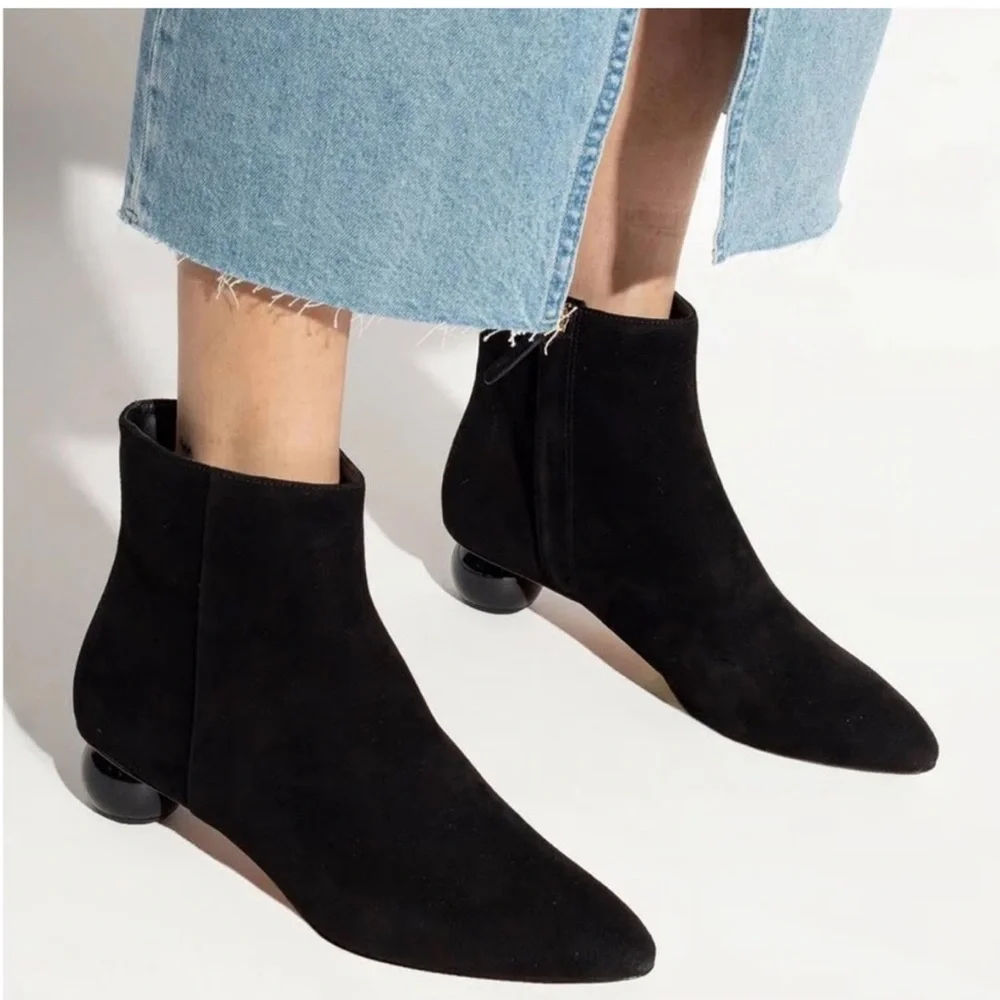 New Kate Spade Women's Black Leather Sydney Dress Booties Size 7.5B Narrow - Picture 5 of 16